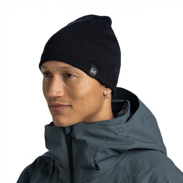 Buff Knitted &amp; Fleece Band Beanie Lilon Short - Black