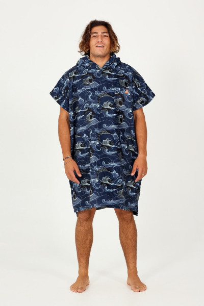 After Essentials Japan Waves Poncho - Midnight