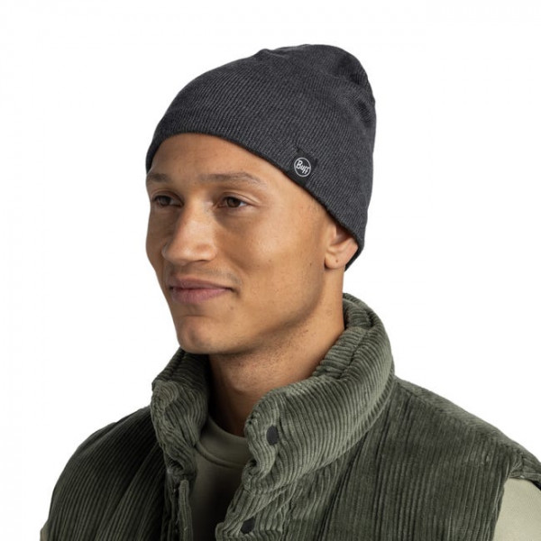 Buff Knitted &amp; Fleece Band Beanie Lilon Short - Grey Heather