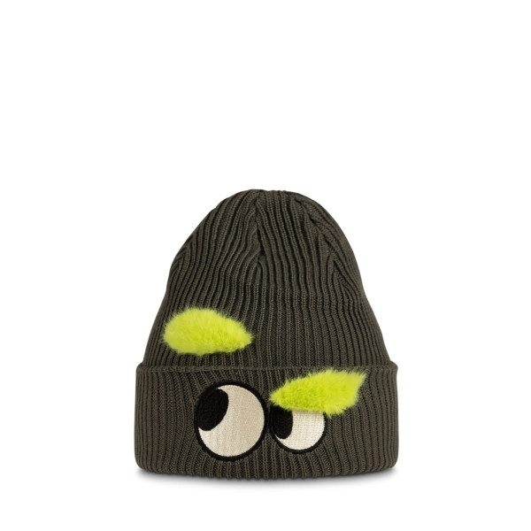Buff Junior Knitted Beanie - Fun Eyes Beetle Green