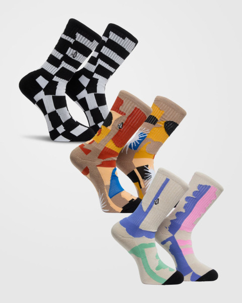 Volcom Print Mixer Sock 3 Pack - 42-46 - Multi