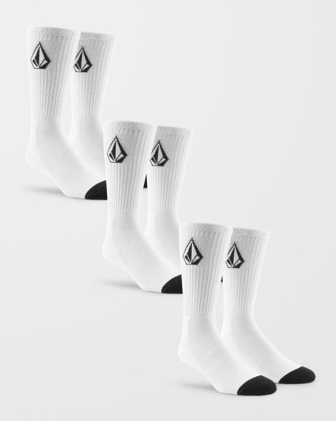 Volcom Full Stone Sock 3 Pack - 42-46 - White