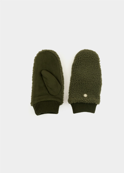 Bavarian Caps Sherpa-Fäustlinge Edelweiß - Olive